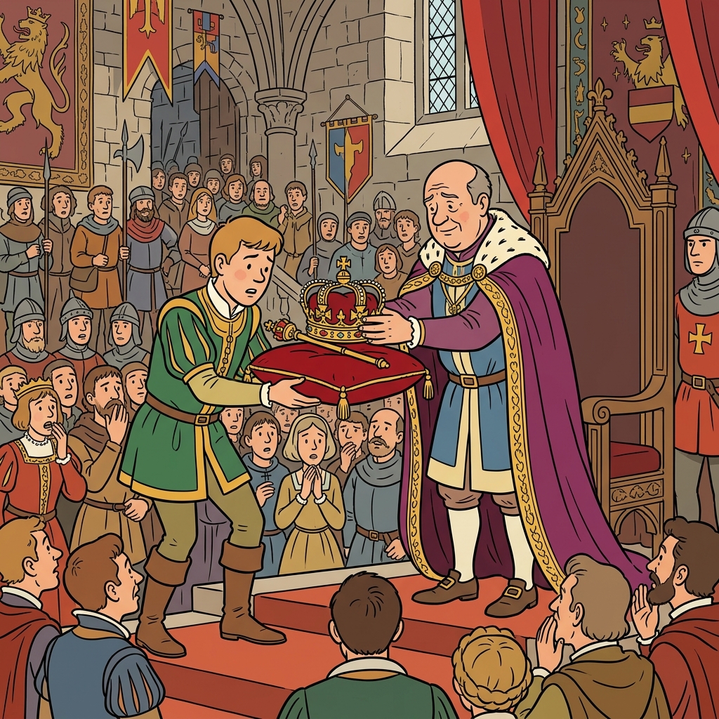 AI mnemonic illustration for the English word "abdicate"