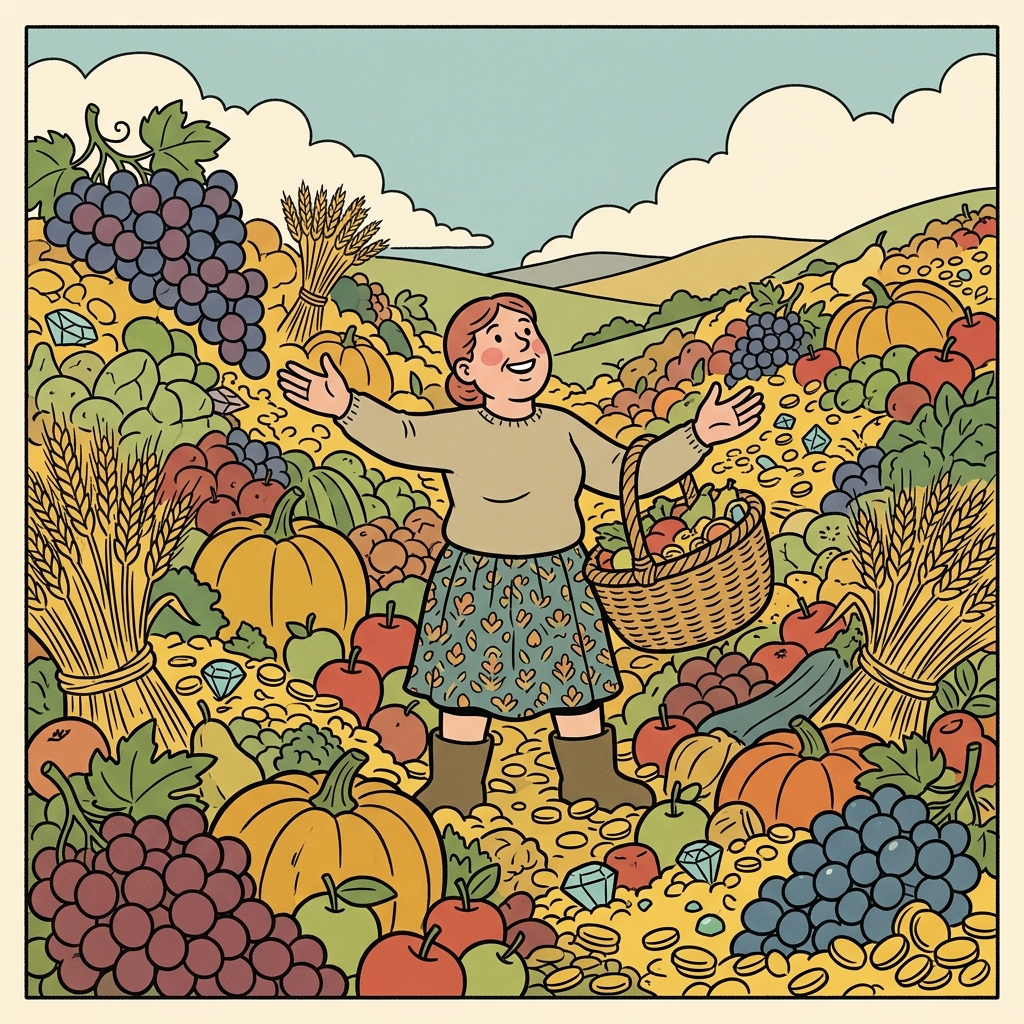 AI mnemonic illustration for the English word "abundance"
