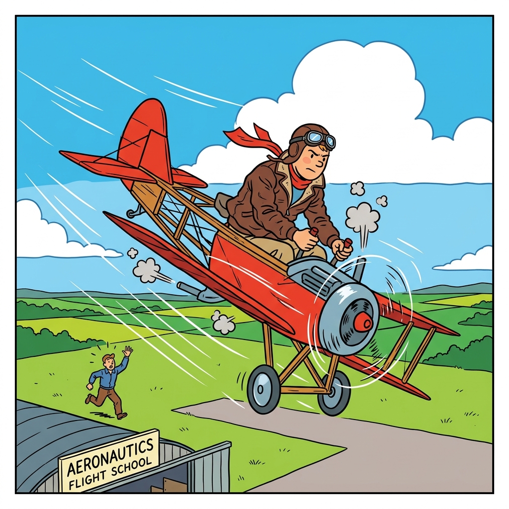 AI mnemonic illustration for the English word "aeronautics"