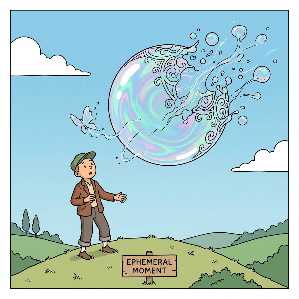AI mnemonic illustration for the English word "ephemeral"