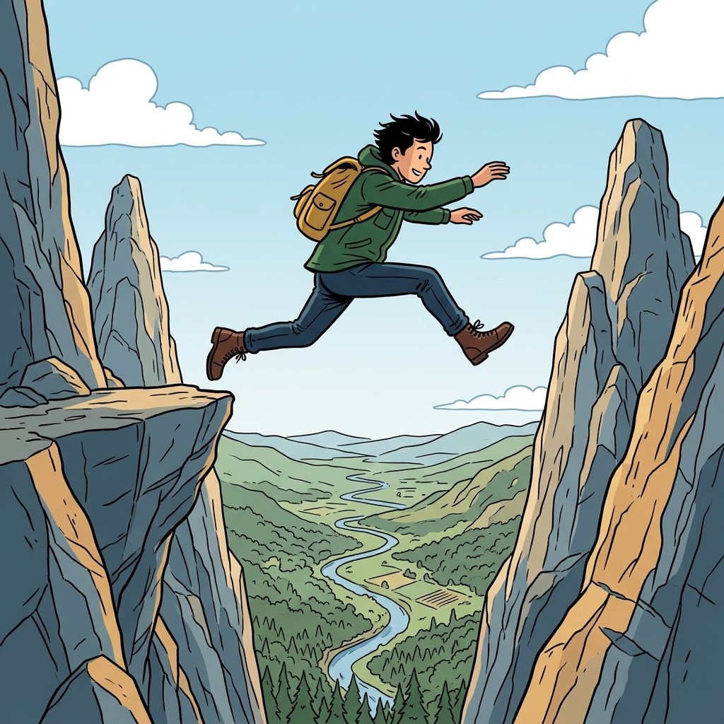 AI mnemonic illustration for the English word "leap"