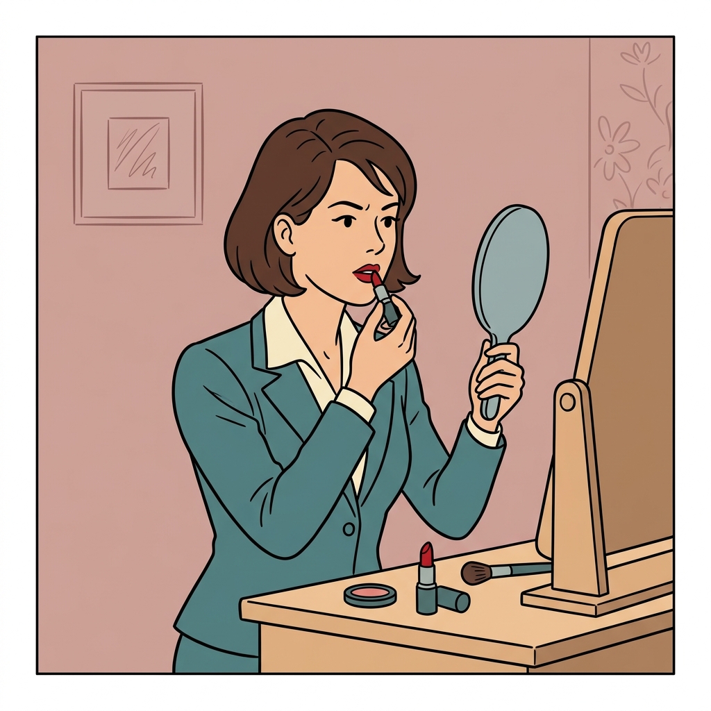 AI mnemonic illustration for the English word "lipstick"