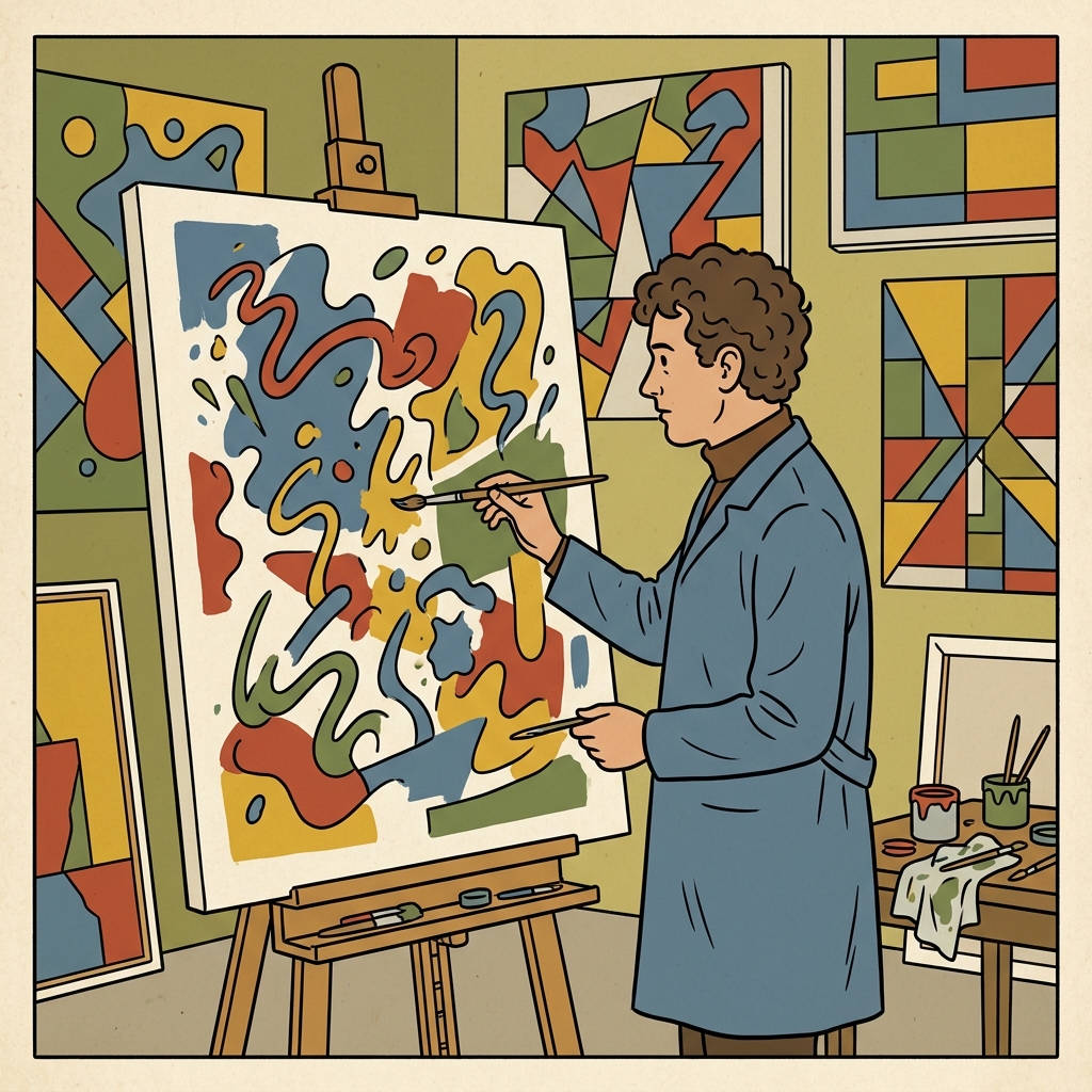 Ilustración mnemotécnica por AI para la palabra en inglés «abstract»