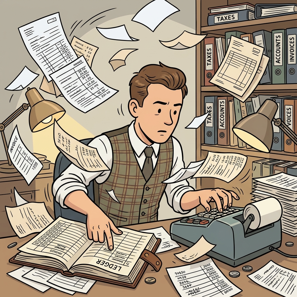 AI na mnemonic na ilustrasyon para sa salitang Ingles na "accountant"