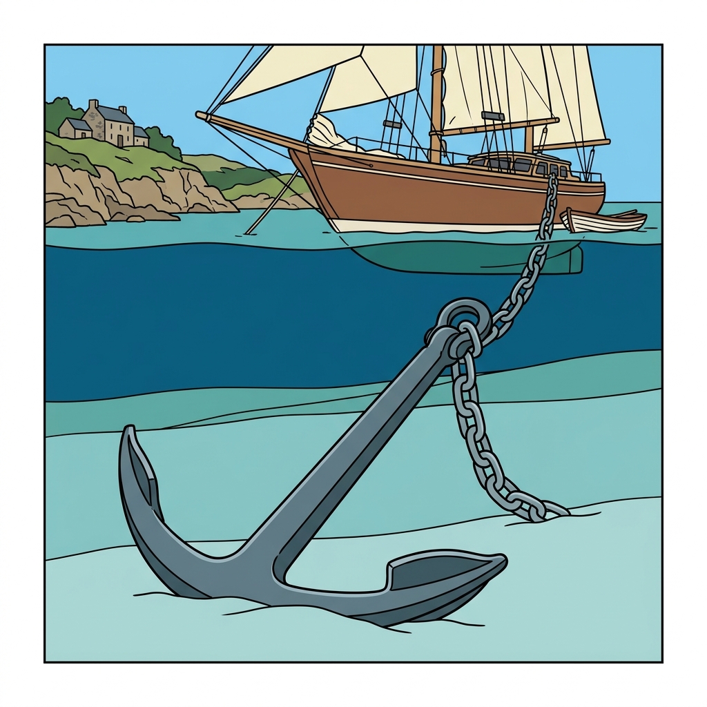 Ilustración mnemotécnica por AI para la palabra en inglés «anchor»