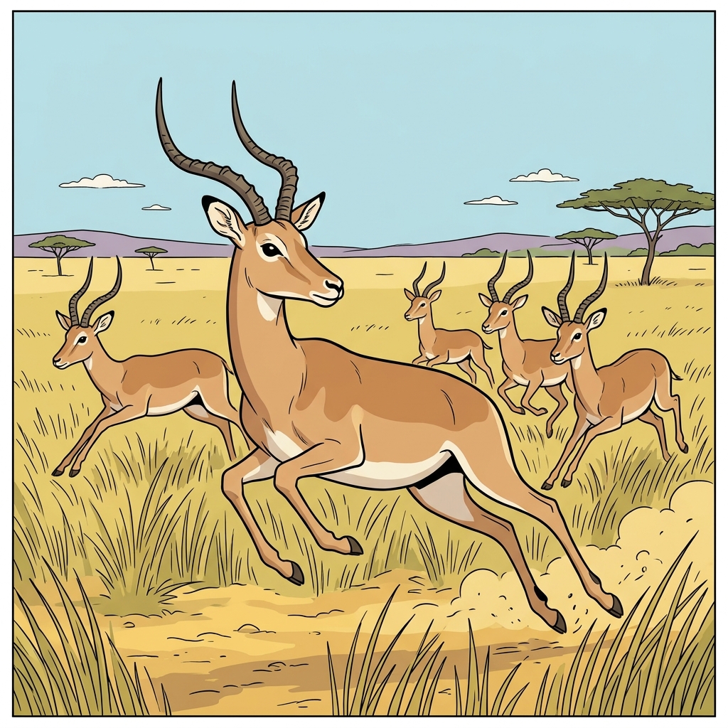 AI na mnemonic na ilustrasyon para sa salitang Ingles na "antelope"