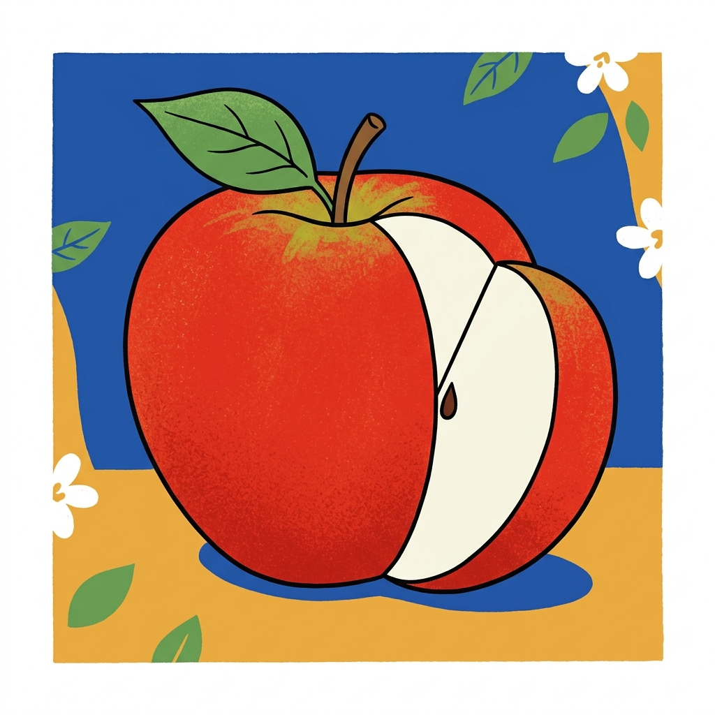 AI mnemonisk illustration for det engelske ord "apple"