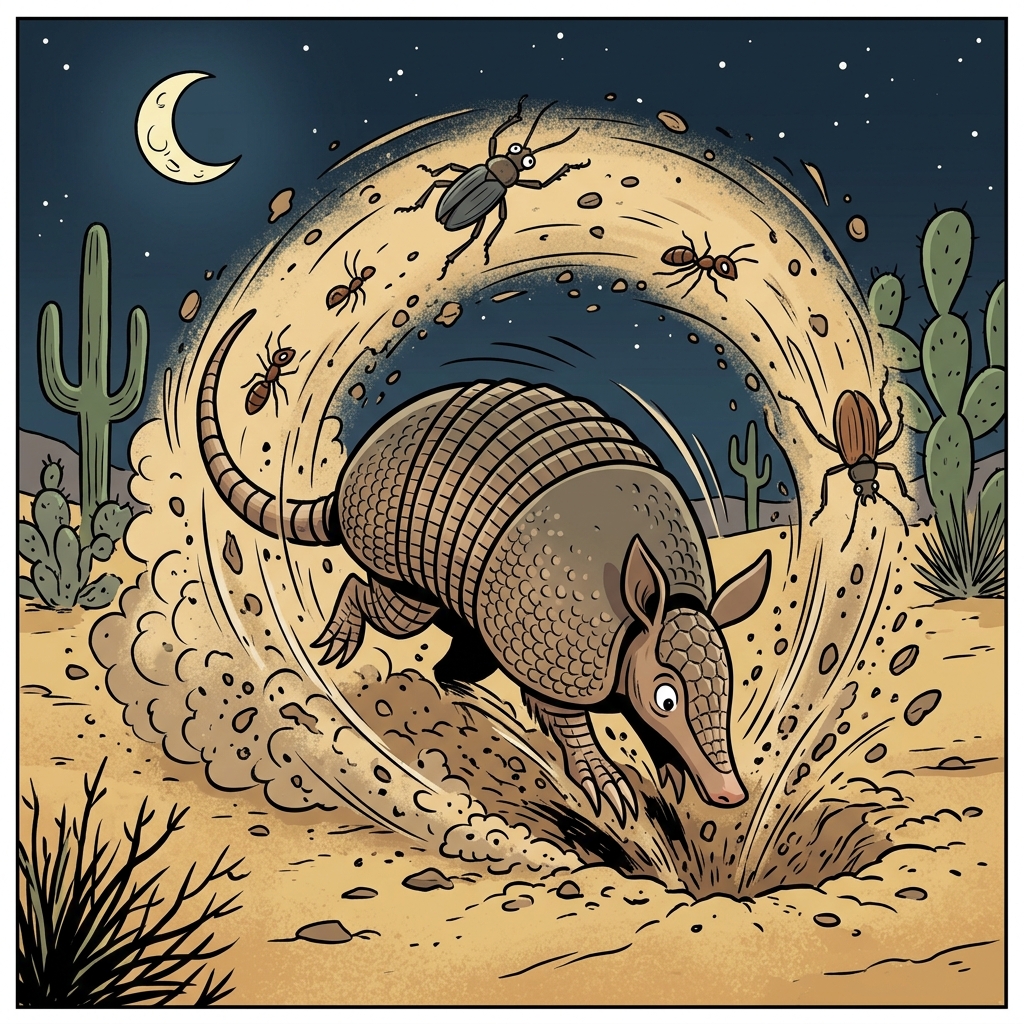 AI na mnemonic na ilustrasyon para sa salitang Ingles na "armadillo"