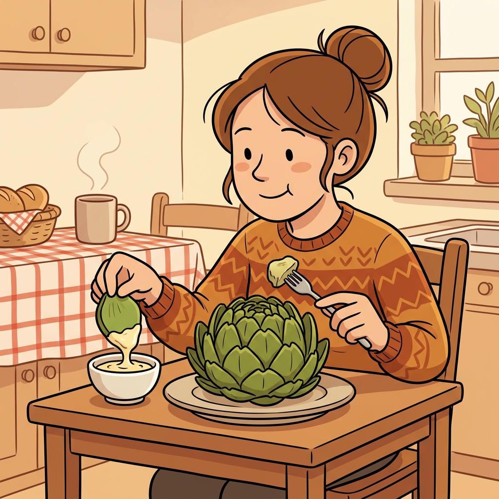 AI na mnemonic na ilustrasyon para sa salitang Ingles na "artichoke"