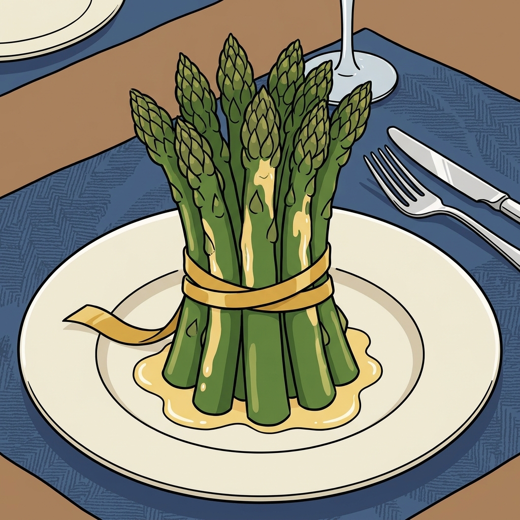 AI mnemonisk illustration for det engelske ord "asparagus"
