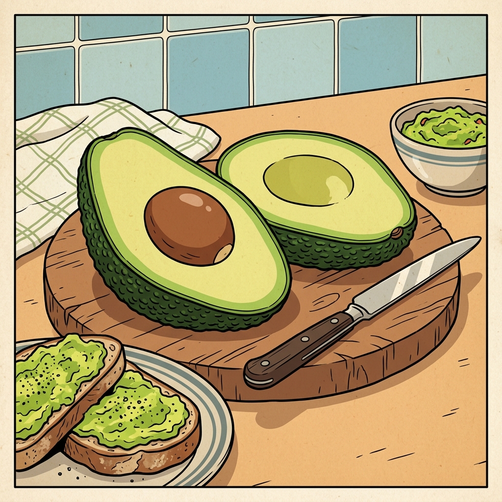 AI mnemonisk illustration for det engelske ord "avocado"