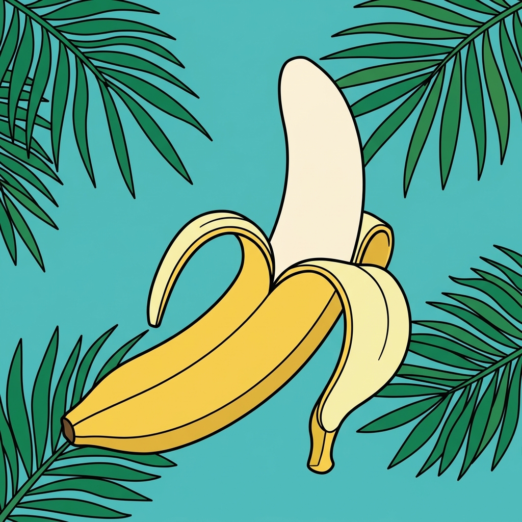 AI mnemonisk illustration for det engelske ord "banana"