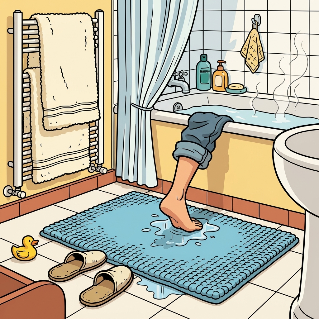 AI mnemonisk illustration for det engelske ord "bath mat"