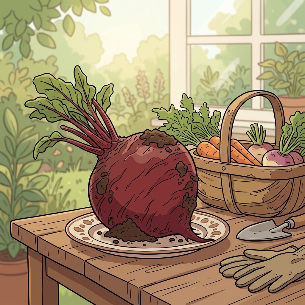 AI na mnemonic na ilustrasyon para sa salitang Ingles na "beetroot"
