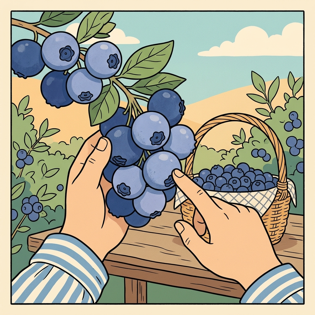 AI mnemonisk illustration for det engelske ord "blueberry"