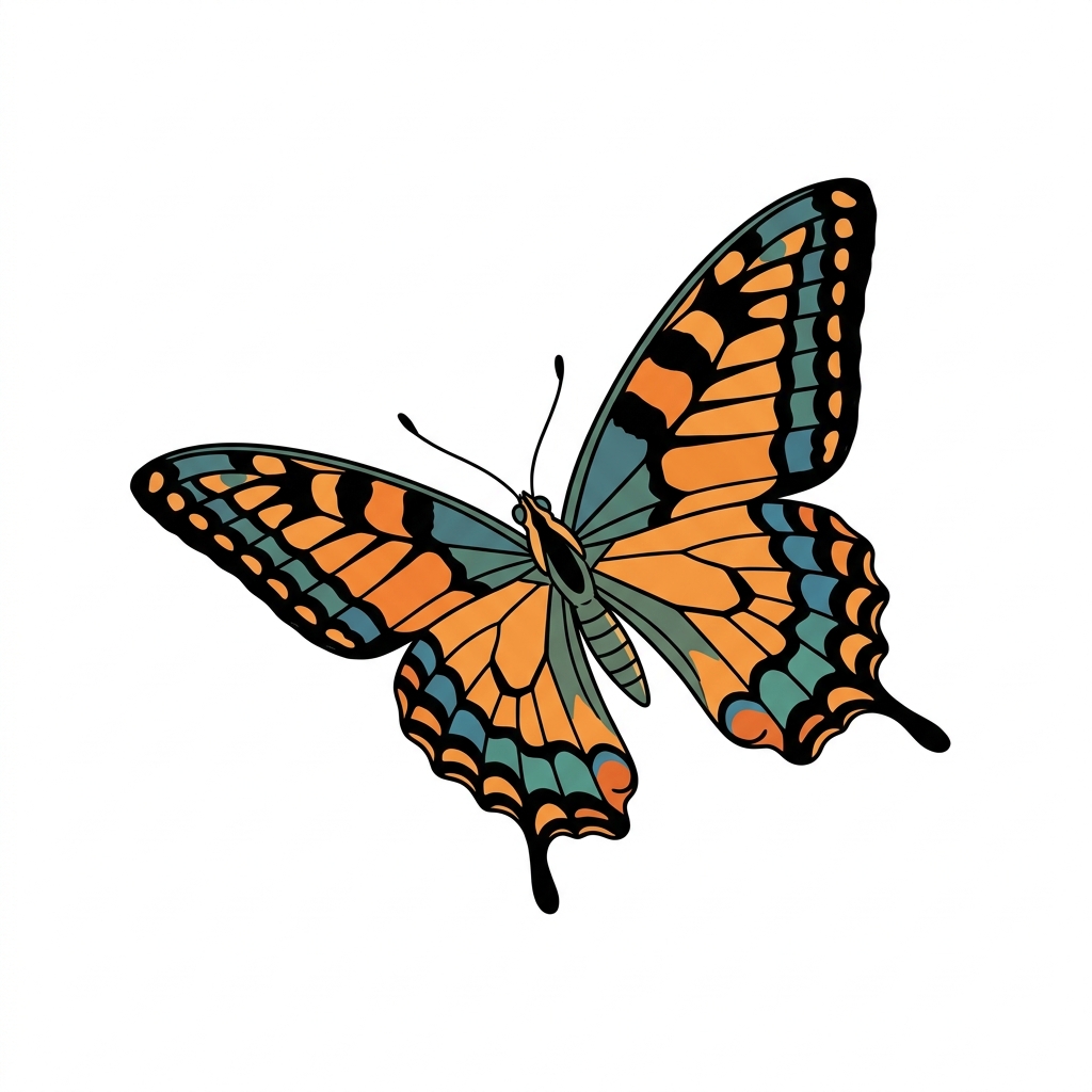 Ilustración mnemotécnica por AI para la palabra en inglés «butterfly»