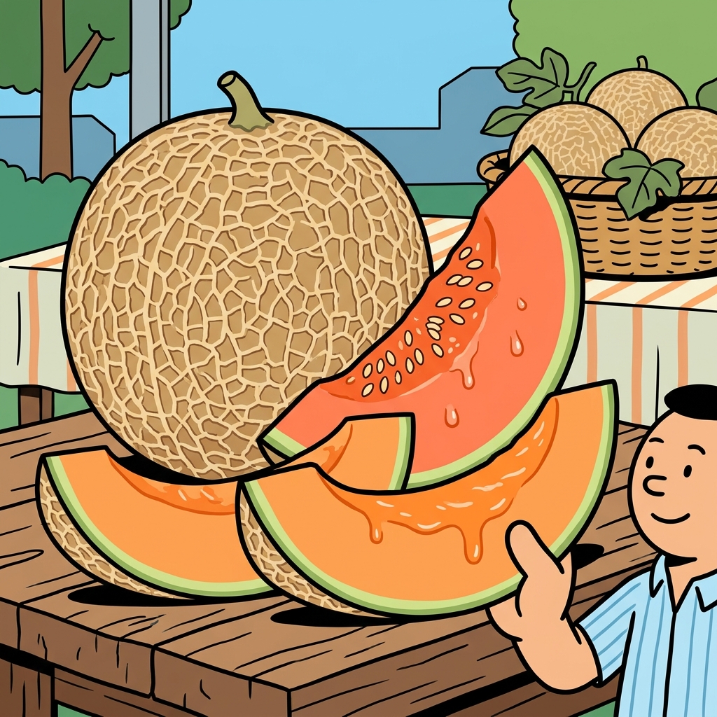 AI мнемонична илюстрация за английската дума „cantaloupe“