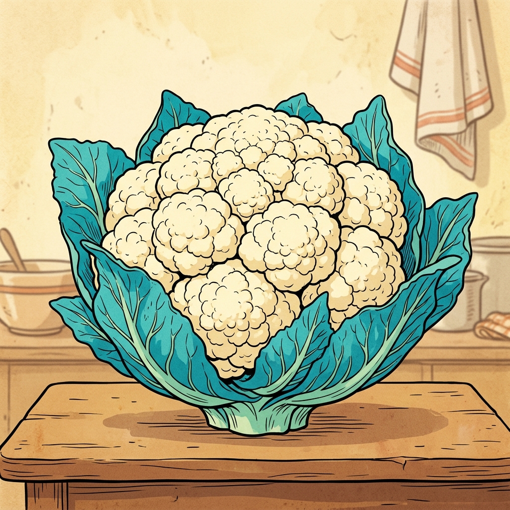 AI mnemonisk illustration for det engelske ord "cauliflower"