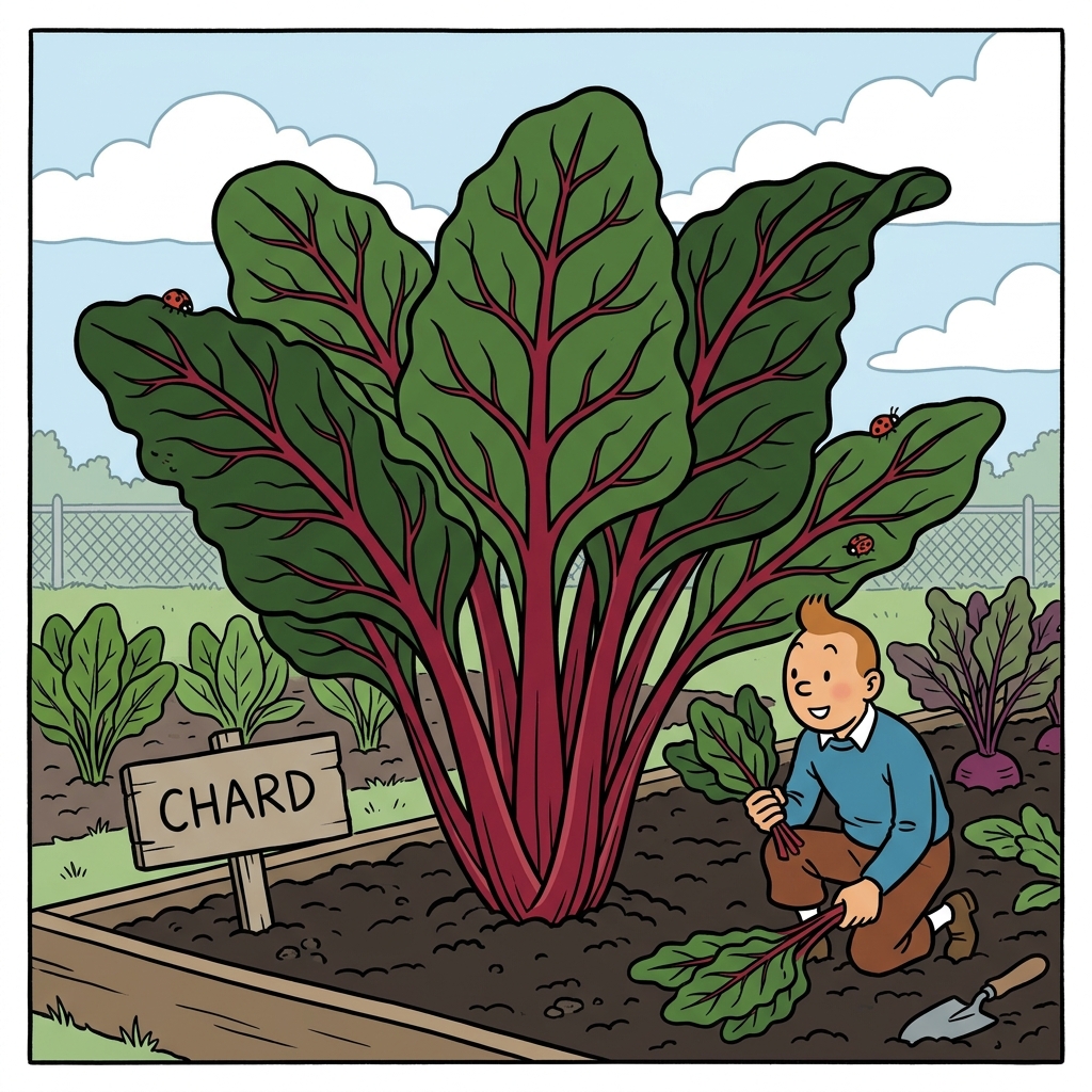 AI na mnemonic na ilustrasyon para sa salitang Ingles na "chard"