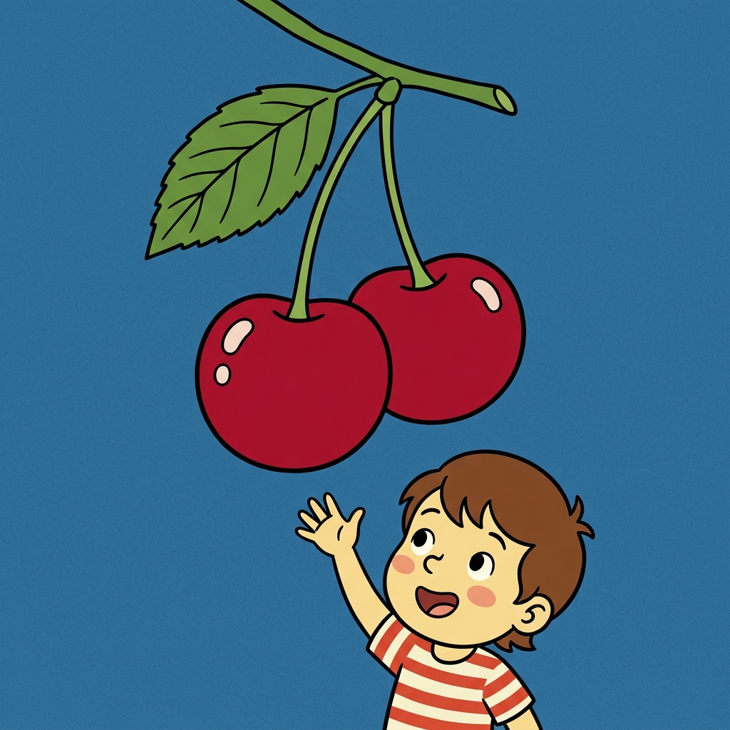 AI mnemonisk illustration for det engelske ord "cherry"