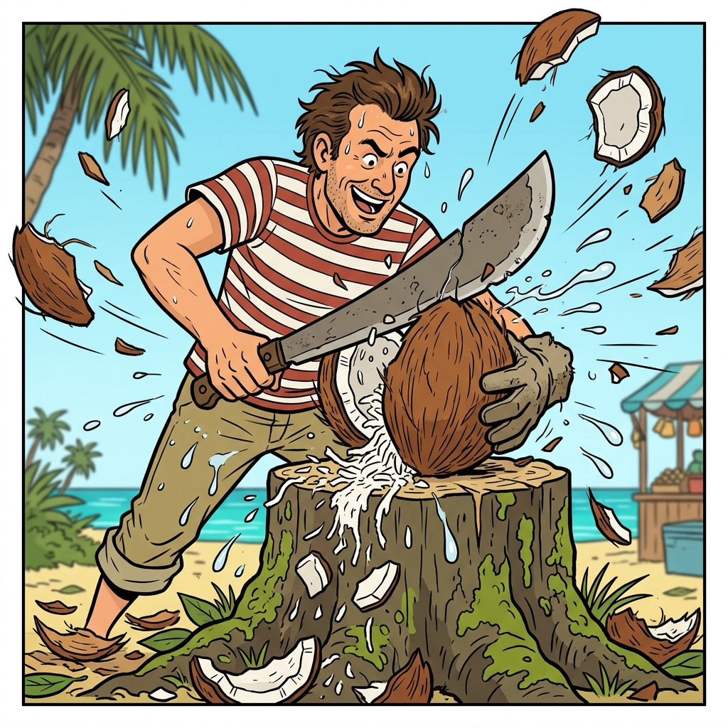 AI mnemonisk illustration for det engelske ord "coconut"
