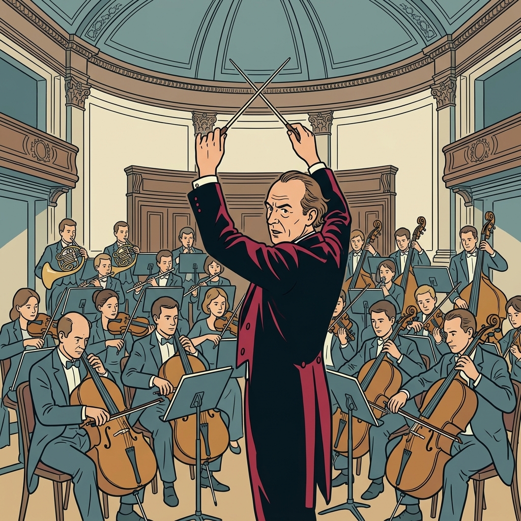 AI mnemonic illustration for the English word "conducted"