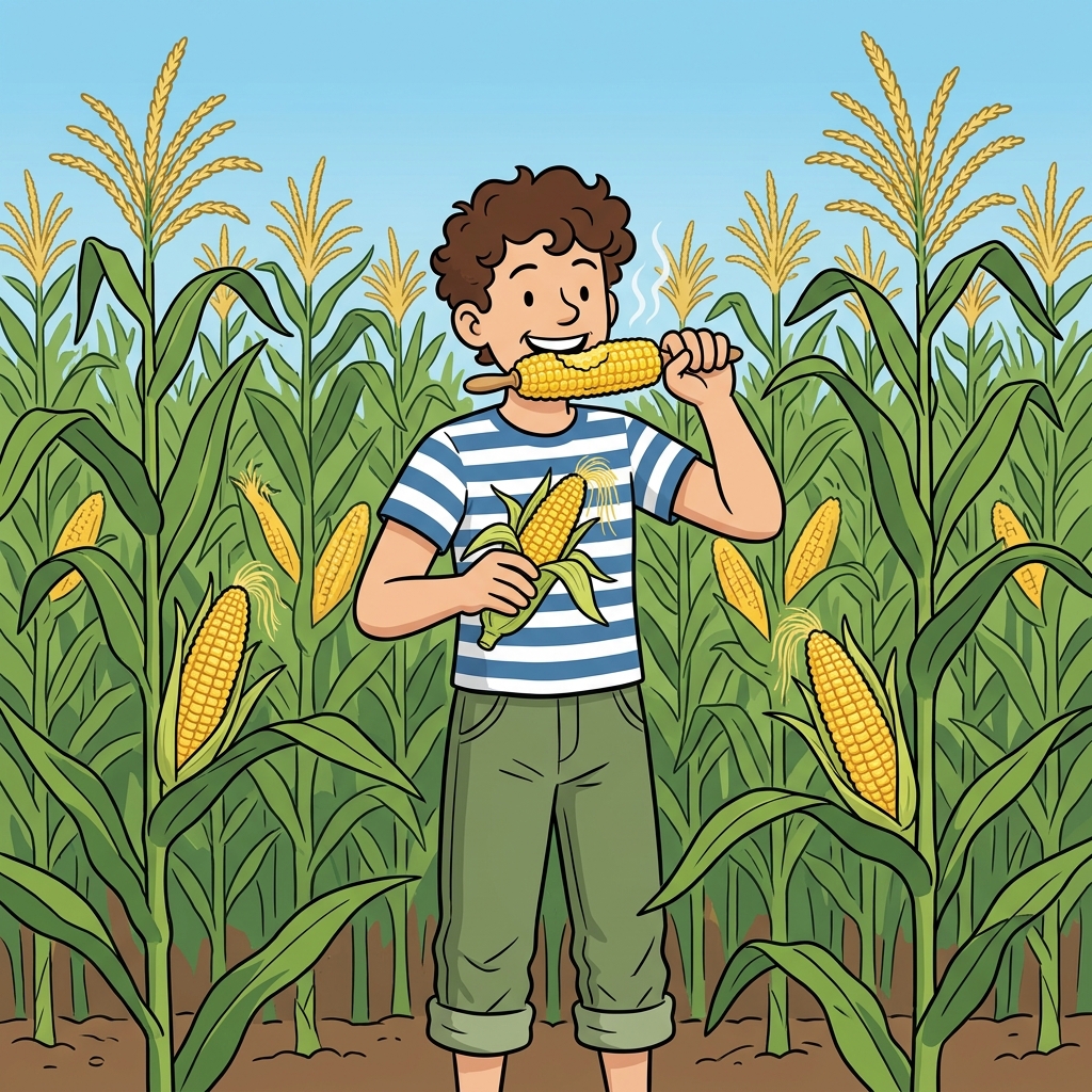 AI mnemonisk illustration for det engelske ord "corn"