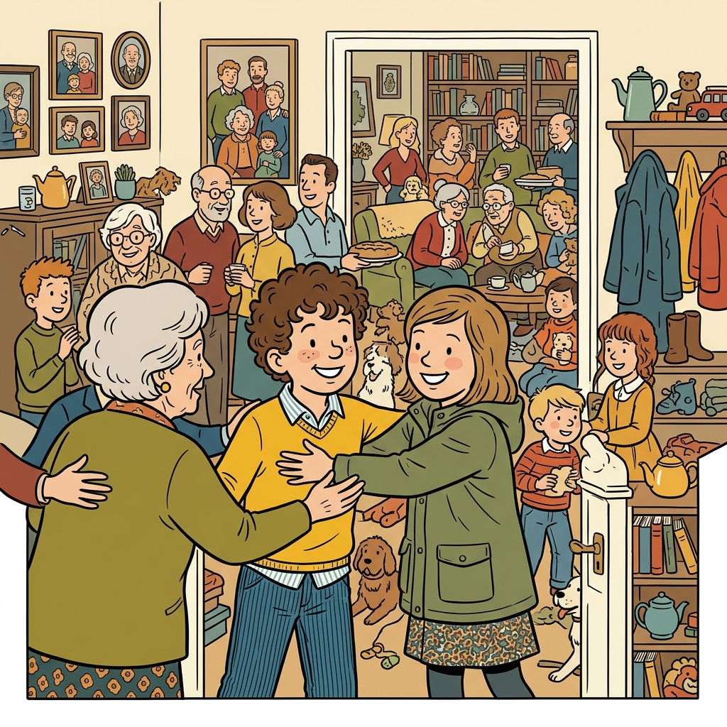 AI mnemonisk illustration for det engelske ord "cousin"