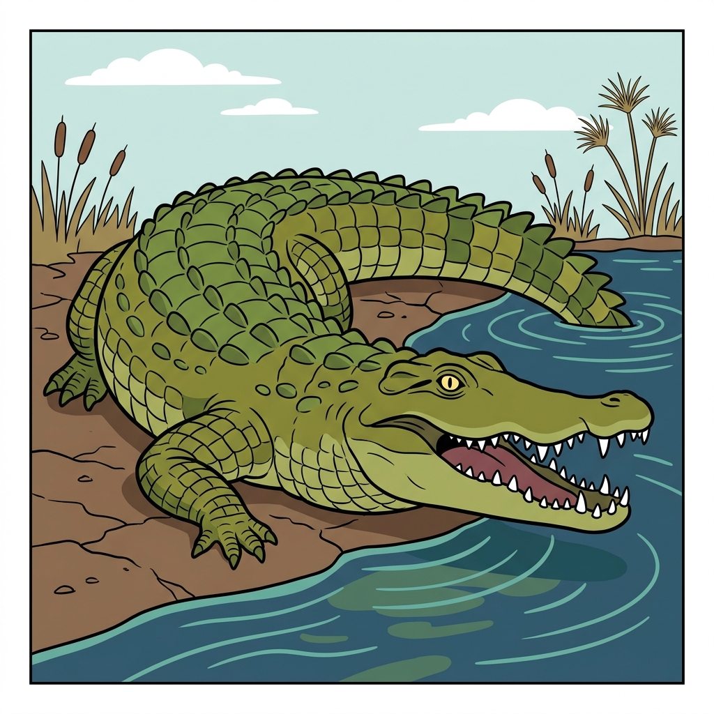 AI mnemonisk illustration for det engelske ord "crocodile"