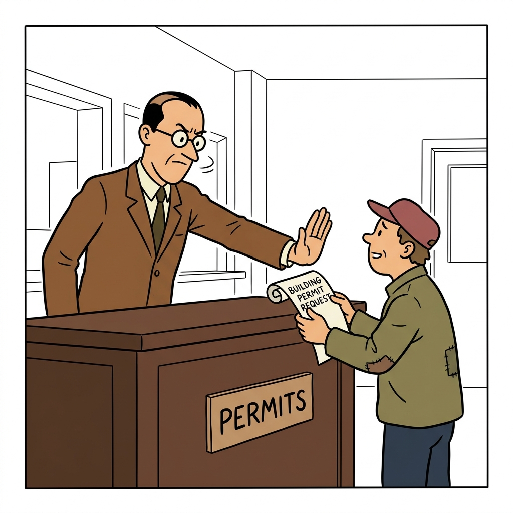 AI mnemonic illustration for the English word "deny"