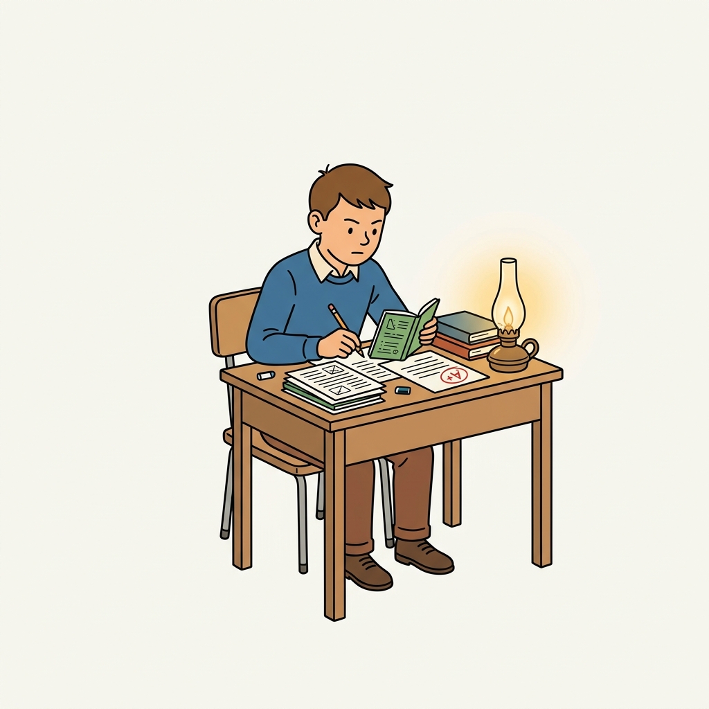 AI na mnemonic na ilustrasyon para sa salitang Ingles na "diligent"