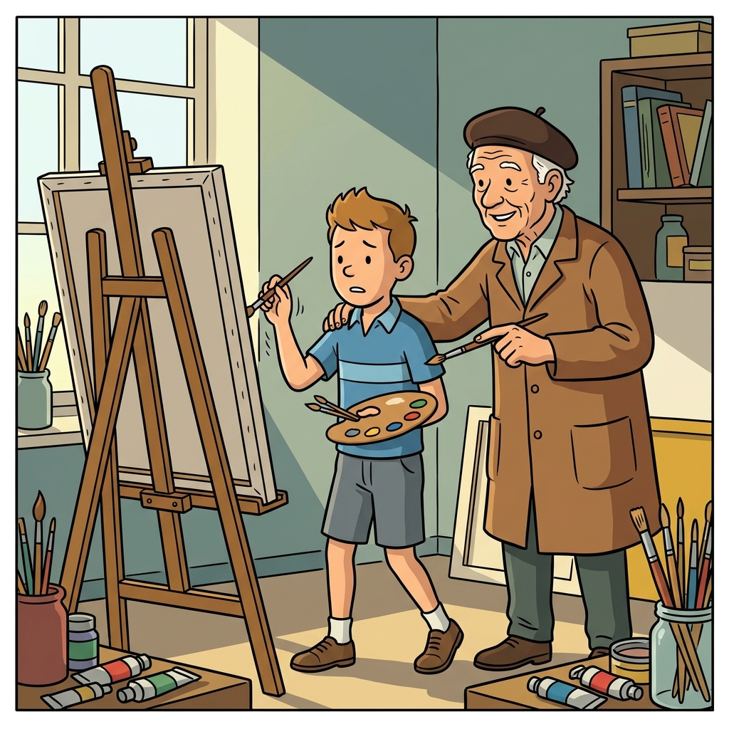 AI na mnemonic na ilustrasyon para sa salitang Ingles na "encourage"