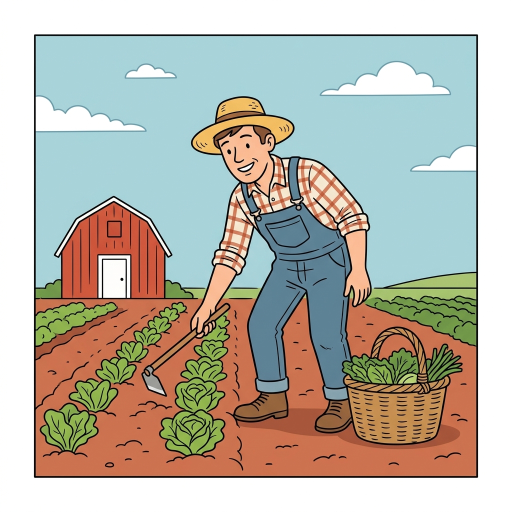 AI mnemonisk illustration for det engelske ord "farmer"