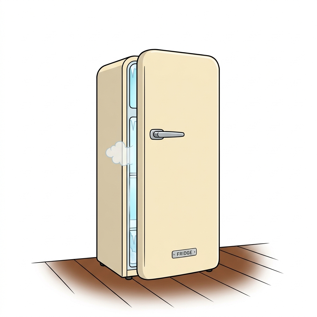 AI mnemonic illustration for the English word "fridge"