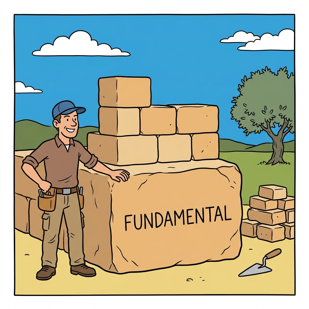 AI mnemonic illustration for the English word "fundamental"