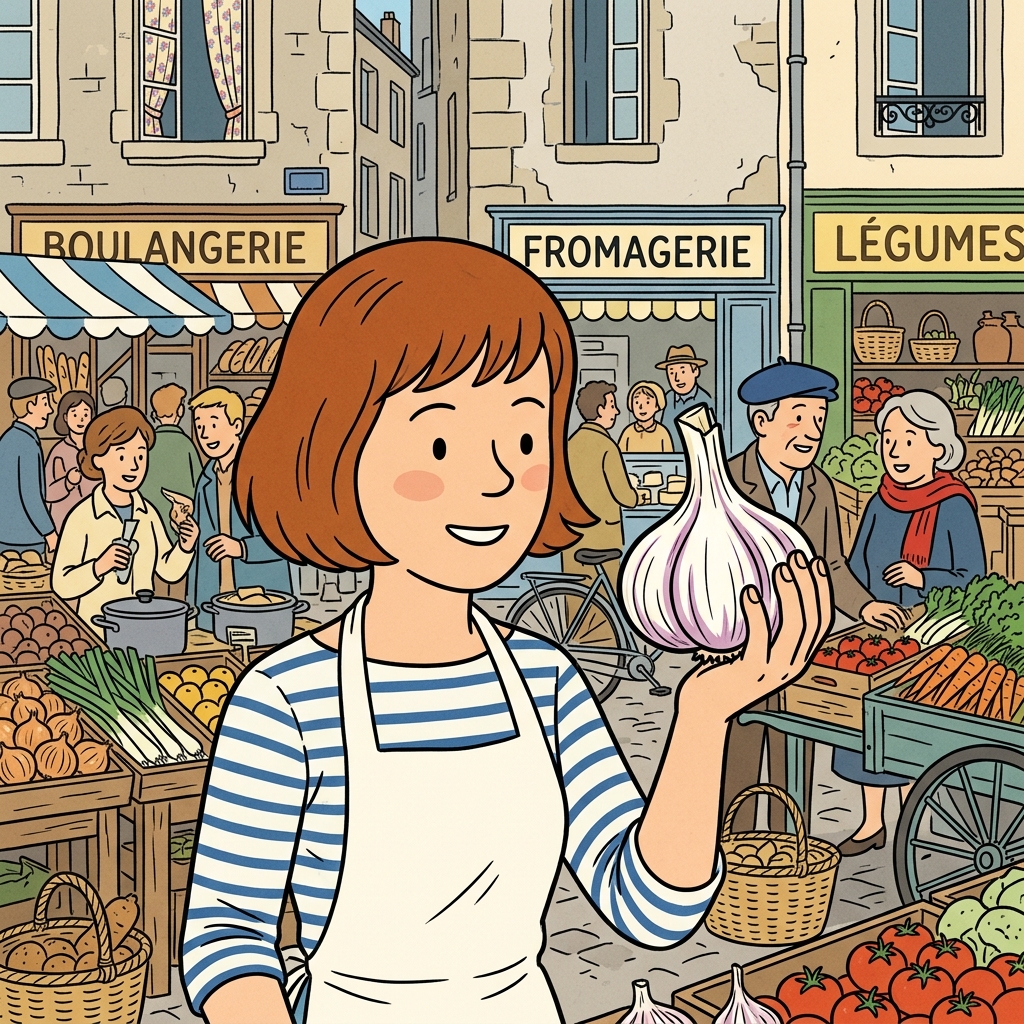 AI mnemonisk illustration for det engelske ord "garlic"