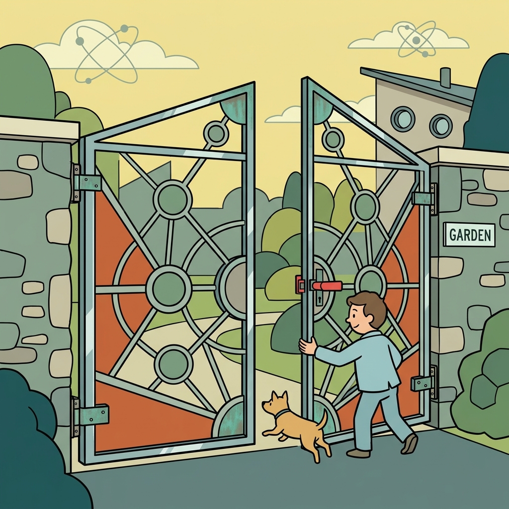 Ilustración mnemotécnica por AI para la palabra en inglés «gate»