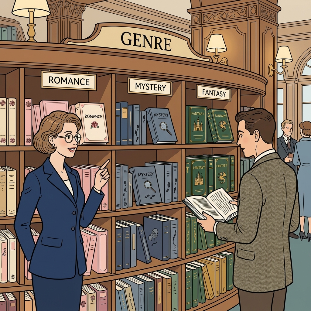 AI mnemonic illustration for the English word "genre"