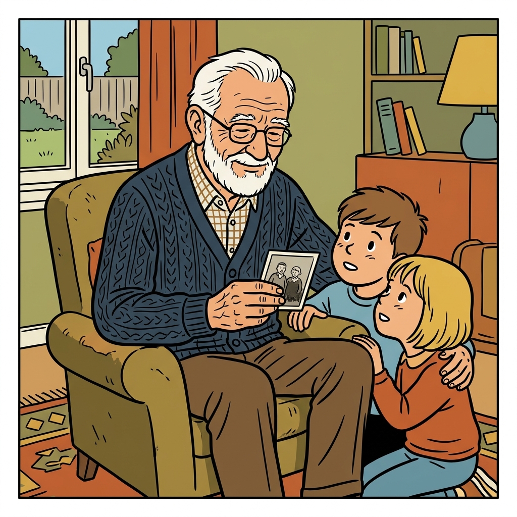 AI mnemonisk illustration for det engelske ord "grandfather"