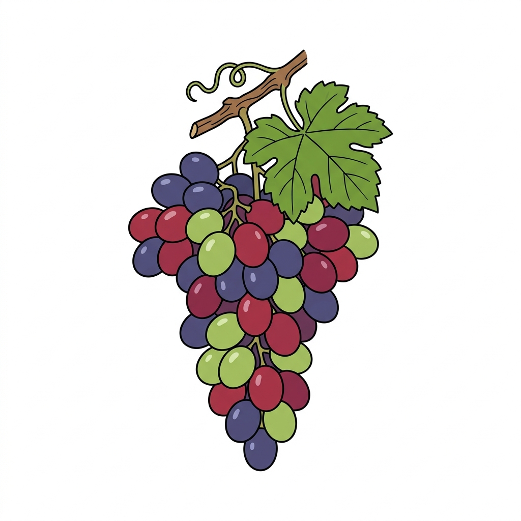 AI mnemonisk illustration for det engelske ord "grape"