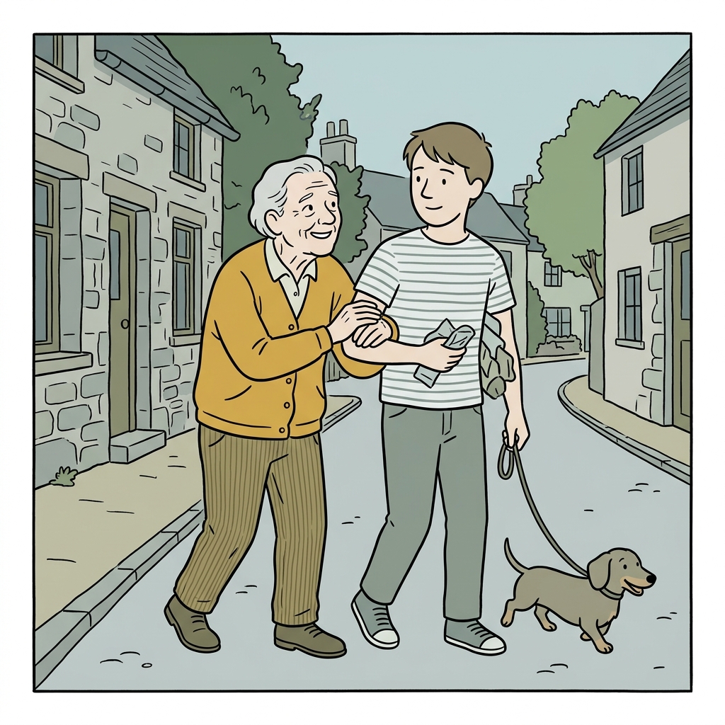 AI mnemonic illustration for the English word "grateful"