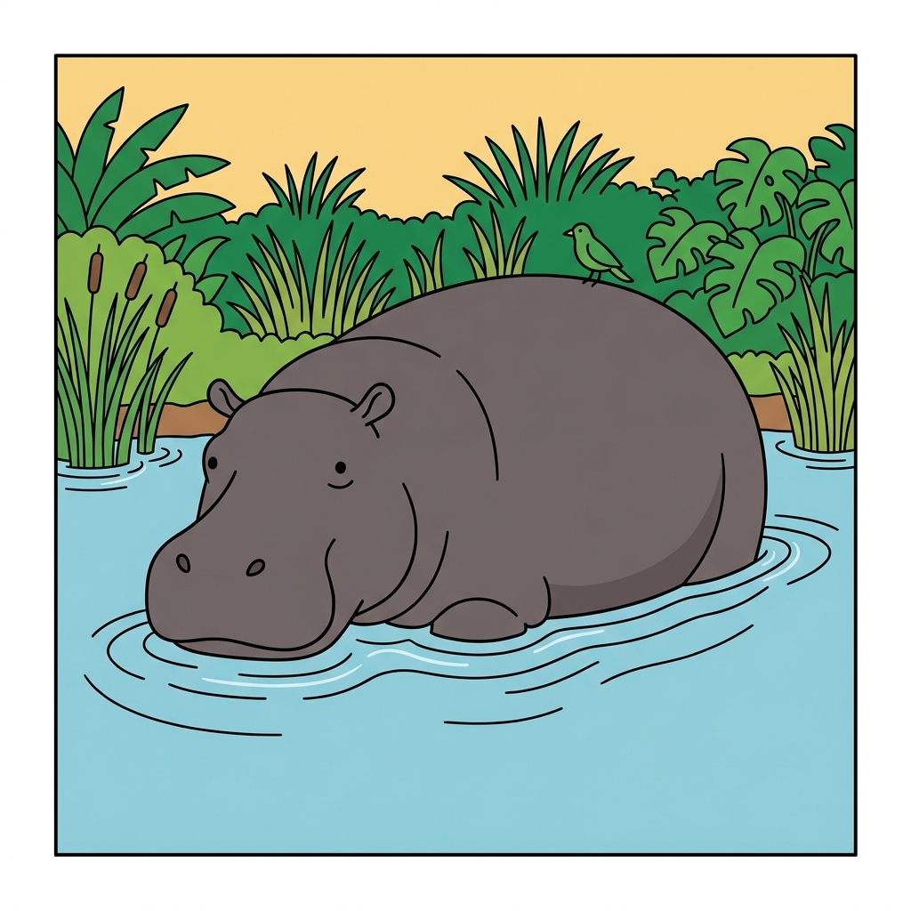 AI mnemonisk illustration for det engelske ord "hippo"