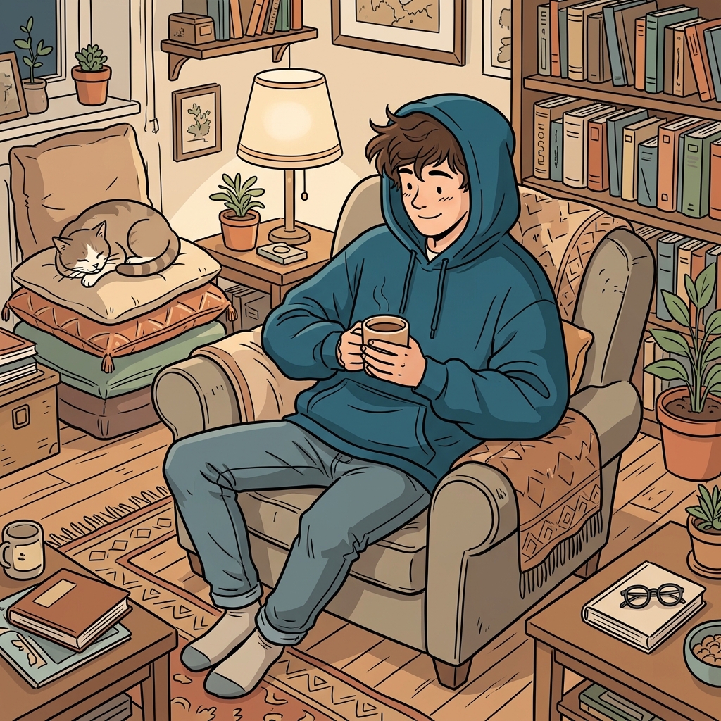 AI mnemonic illustration for the English word "hoodie"