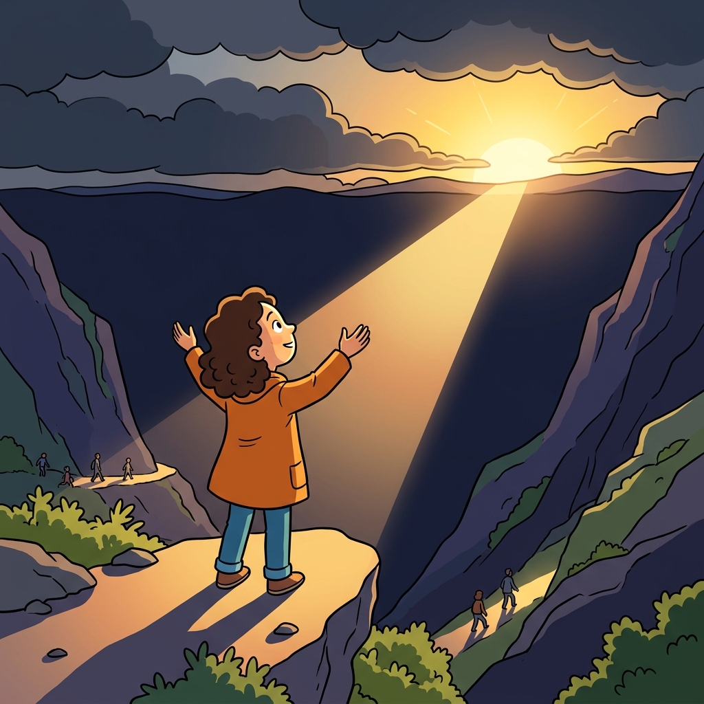 AI mnemonic illustration for the English word "hopeful"