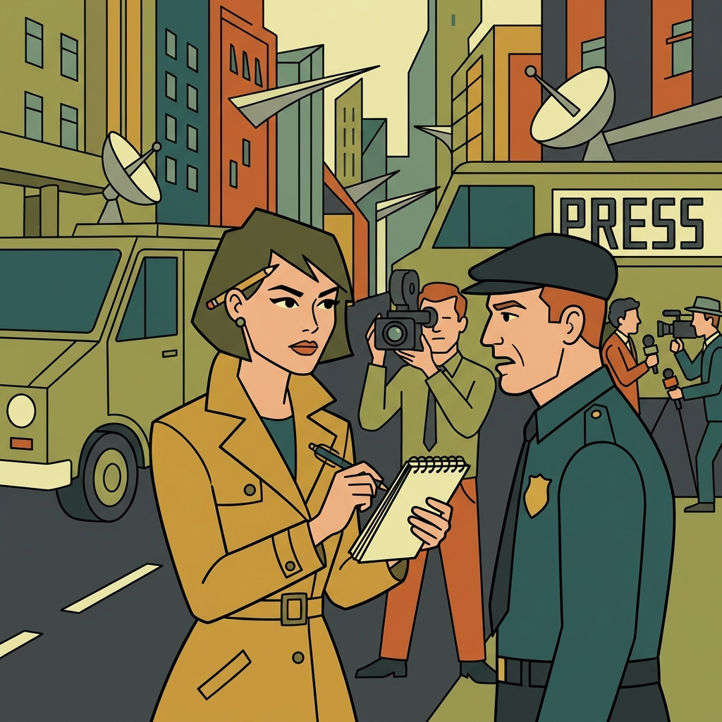 AI na mnemonic na ilustrasyon para sa salitang Ingles na "journalist"