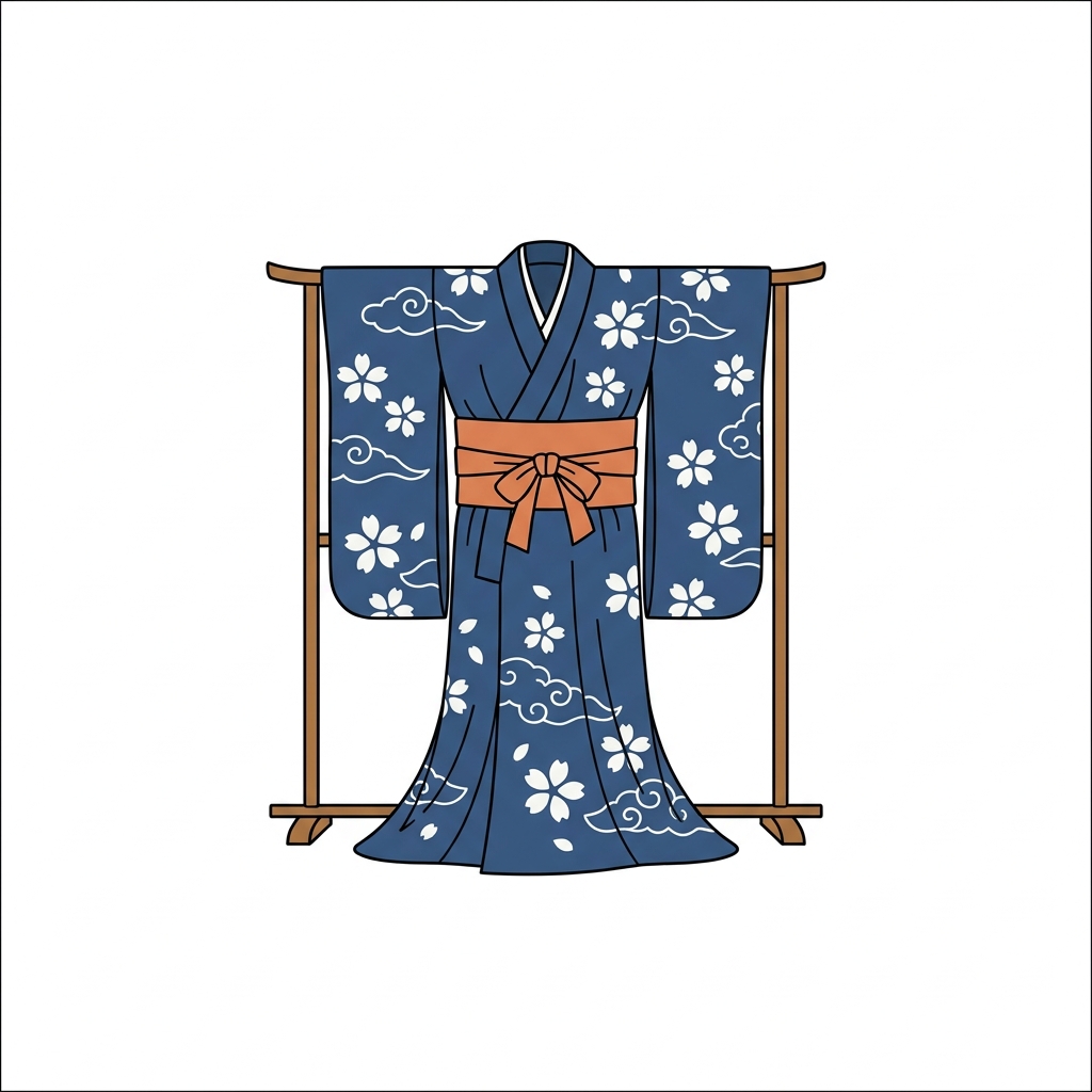 AI na mnemonic na ilustrasyon para sa salitang Ingles na "kimono"
