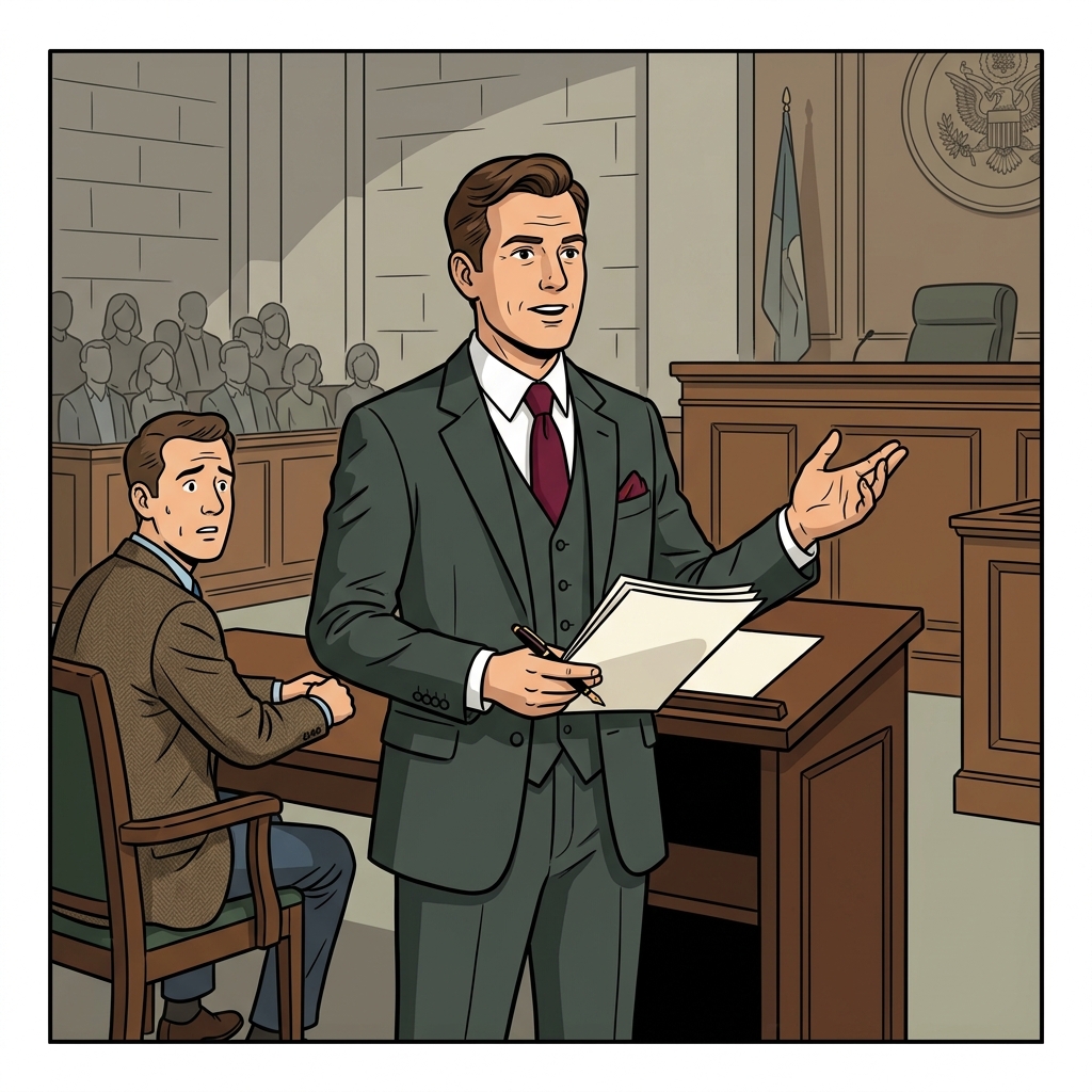 AI mnemonisk illustration for det engelske ord "lawyer"