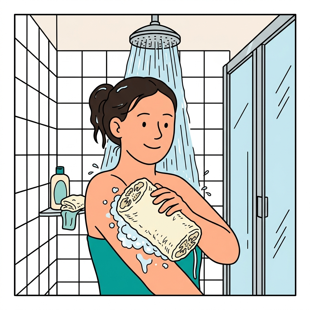 AI na mnemonic na ilustrasyon para sa salitang Ingles na "loofah"
