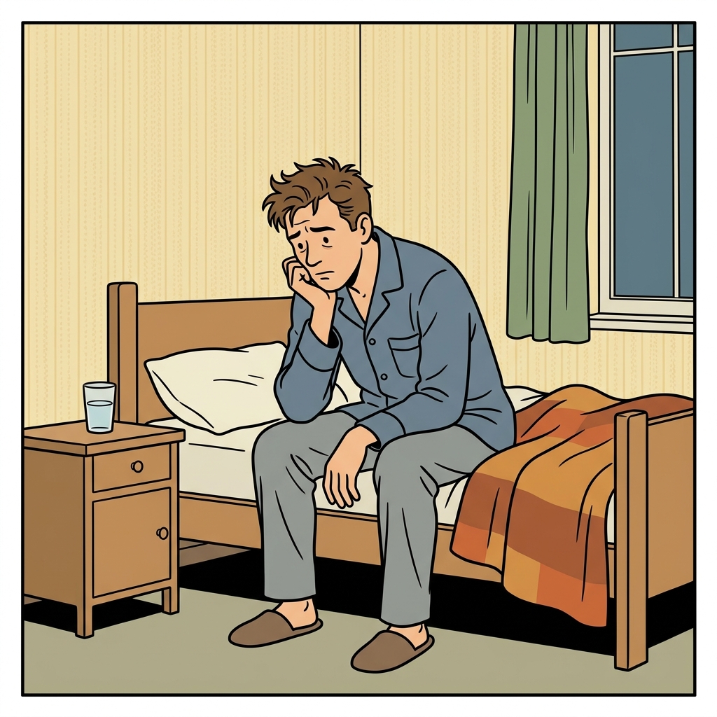 AI mnemonic illustration for the English word "malaise"