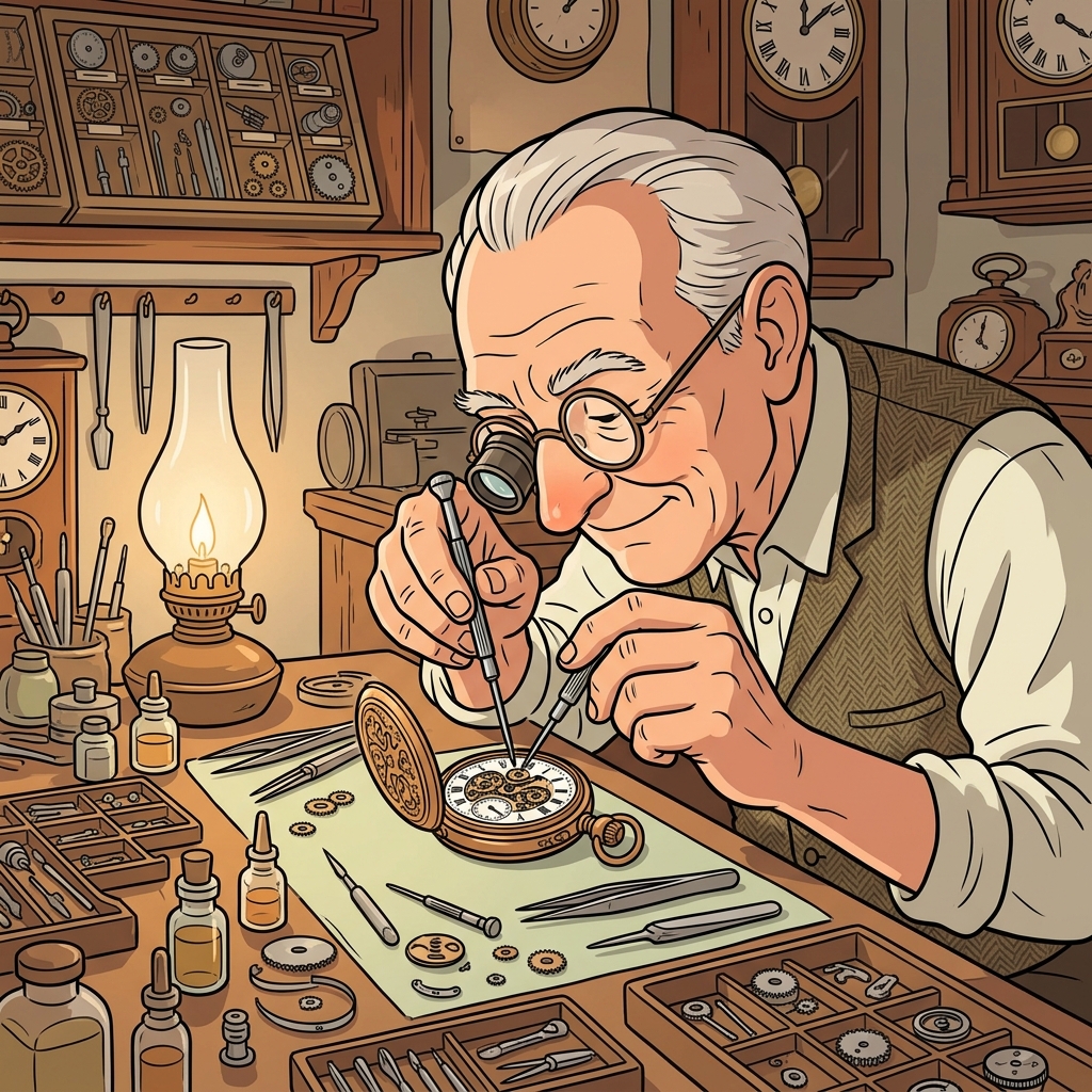 AI mnemonic illustration for the English word "meticulous"